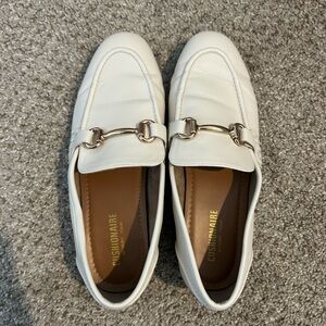 White Loafers with Buckle